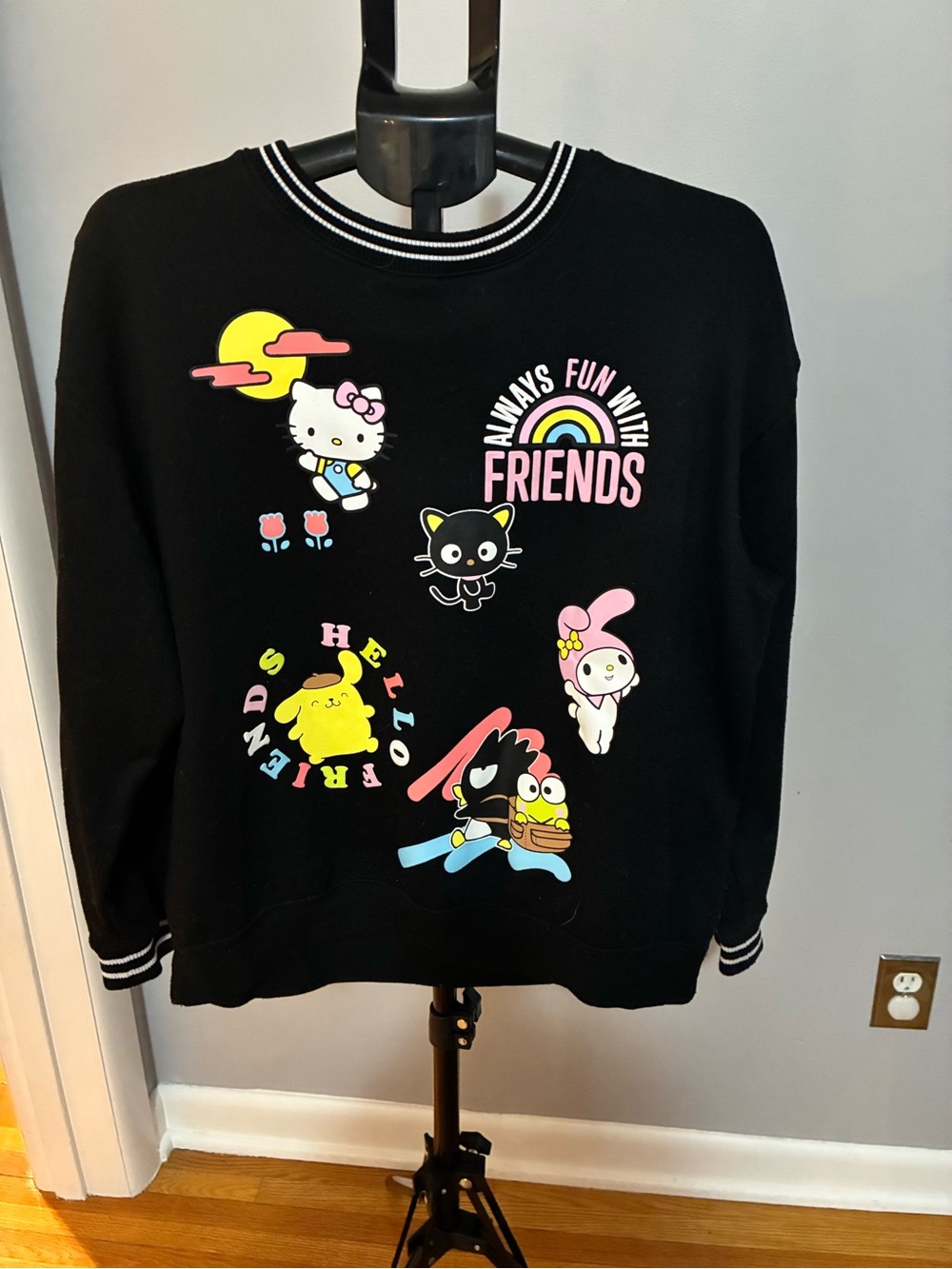 Hello Kitty & Friends Black Graphic Crewneck Sweater 2 for $30